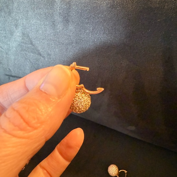 Sterling Silver Rose Gold Plated and CZ Ball Earrings - Picture 5 of 5